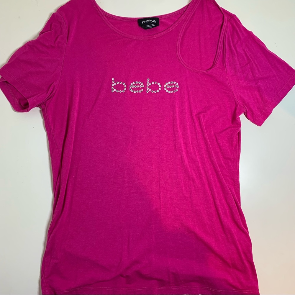 thrifted hot pink bebe tee